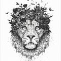Floral lion (bw)