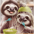 YOUNG SLOTH EATING SPAGETTI
