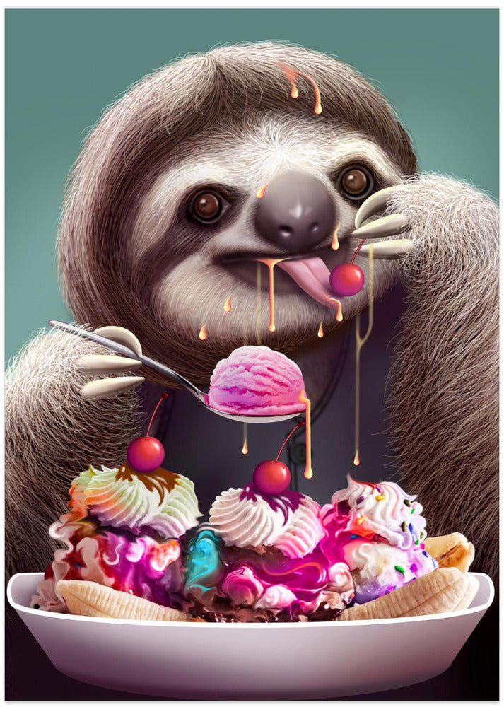 SLOTH ENJOYING ICE CREAM