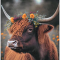 Highland Cow With Flowers