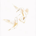 Art Prints of Gold Hummingbird Line art Silhouettes 4