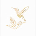 Art Prints of Gold Hummingbird Line art Silhouettes 2