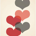Art Prints of Mid century hearts in red