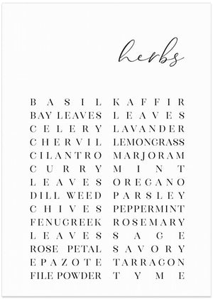 Art Prints of List of herbs