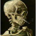 Head of a skeleton with a burning cigarette