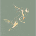 Sage Green Gold Hummingbirds