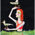Swimming Lady with birds
