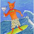 Surfing Cocktail Cat