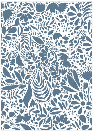 Art Prints of Scandi blue white pattern 2