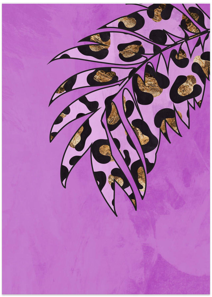 Pink leopard print palm leaf