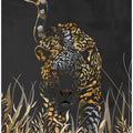 Black gold jaguar in grass