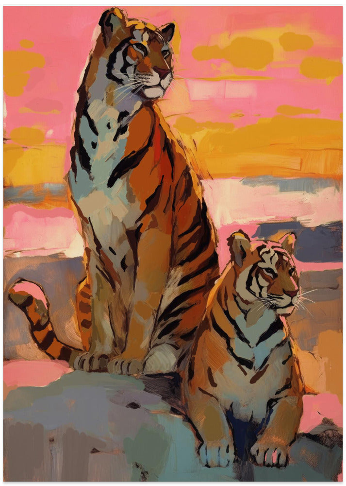 Tigers At Sunset