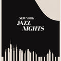 Art Prints of Jazz Nights Nyc   Black