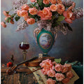 Still life with violin and roses