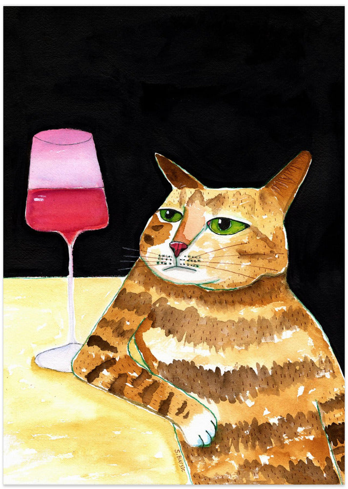 Cat Friday Night Drinks Wine Funny Cat Humour