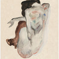 Crouching Nude In Shoes and Black Stockings 1912