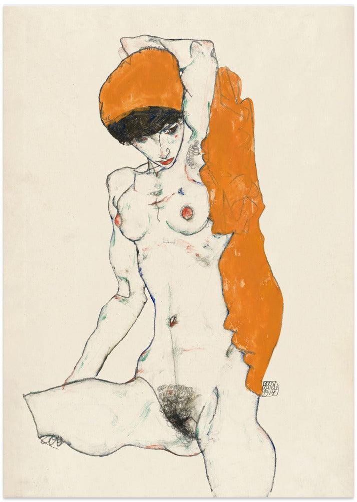 Standing Nude With Orange Drapery 1914