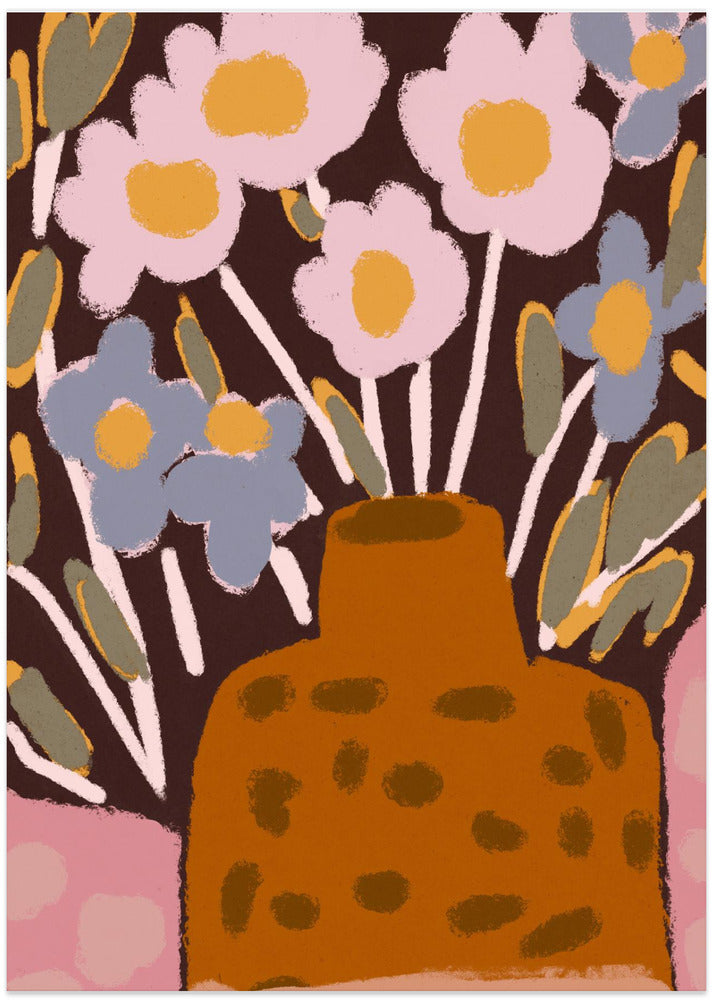 Petals and Clay Vase