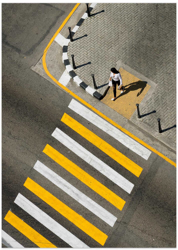 Woman passing Crosswalk