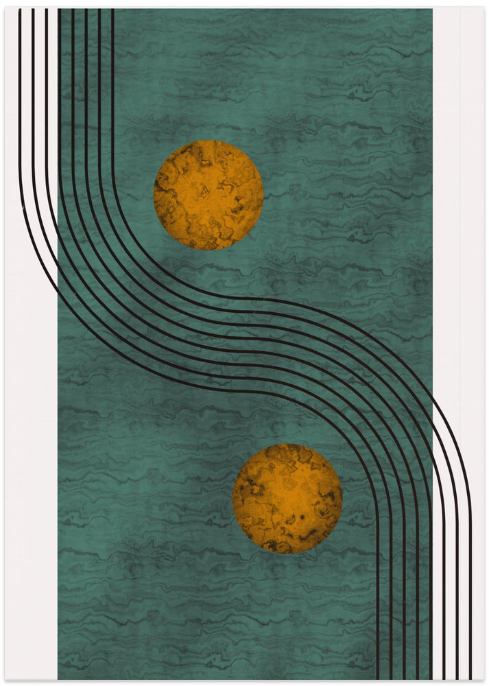 Aquamarine Marble With Golden Sphere