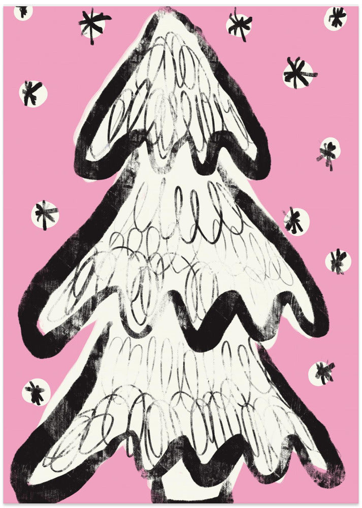 Christmas Tree And Snow Pink
