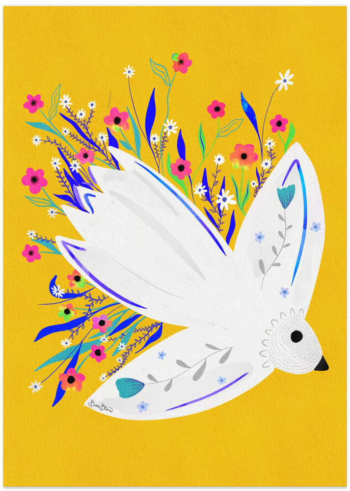 Bird in Flowers illustration