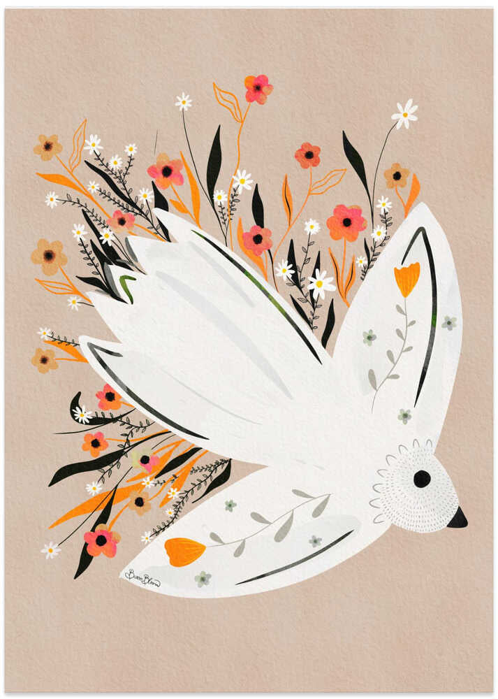 Seagull in Flowers illustration