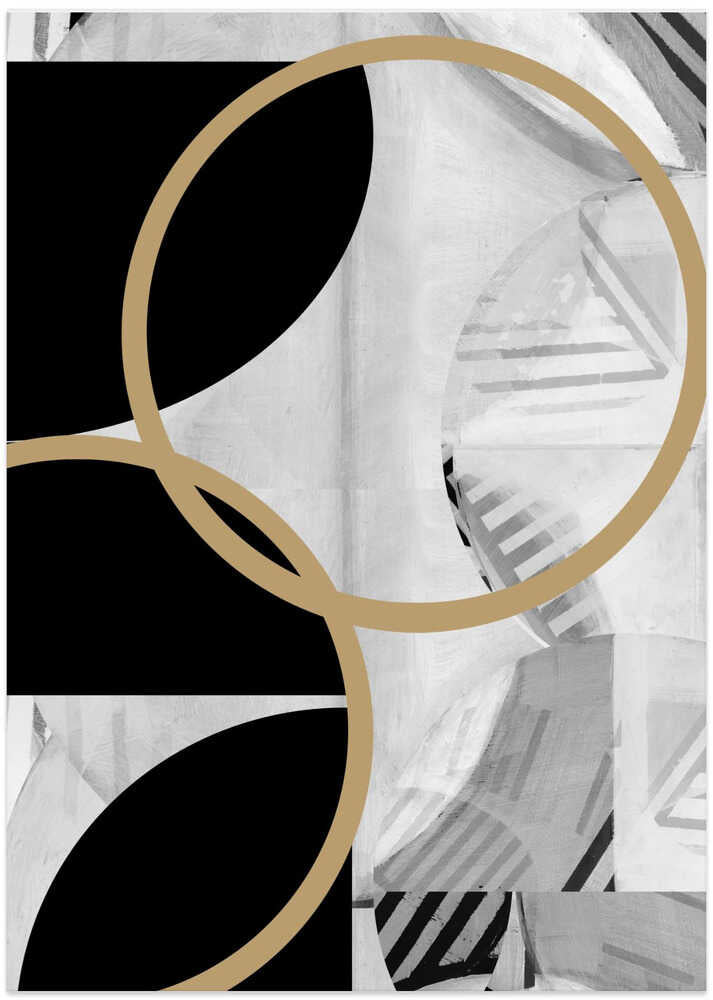 Black and White Stripes Gold Spheres No1