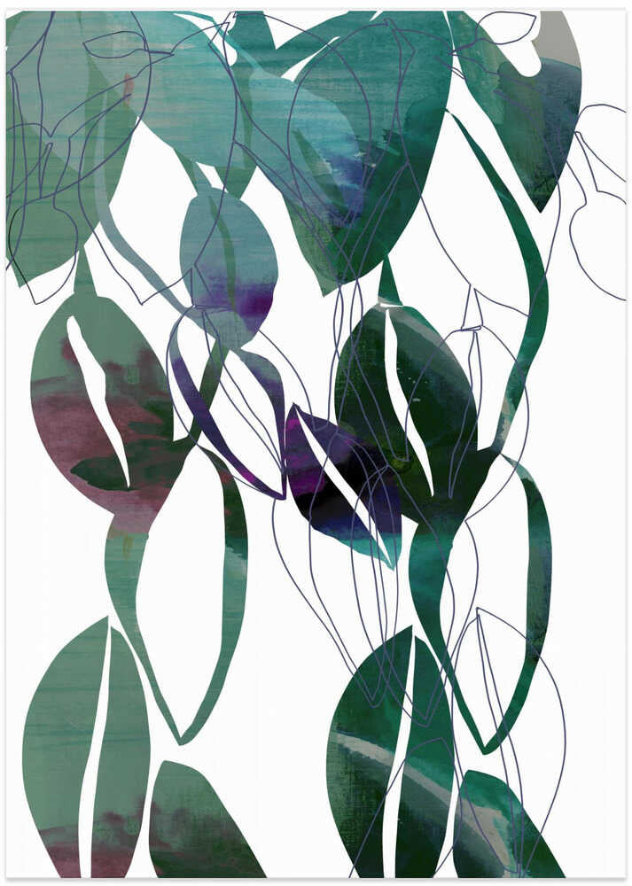 Botanical Leaf Print Art In Navy Blue 4