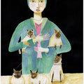 Art Prints of Lady with Five Siamese Cats