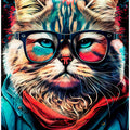 Hipster cat animal art