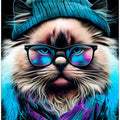 Hipster cat animal art