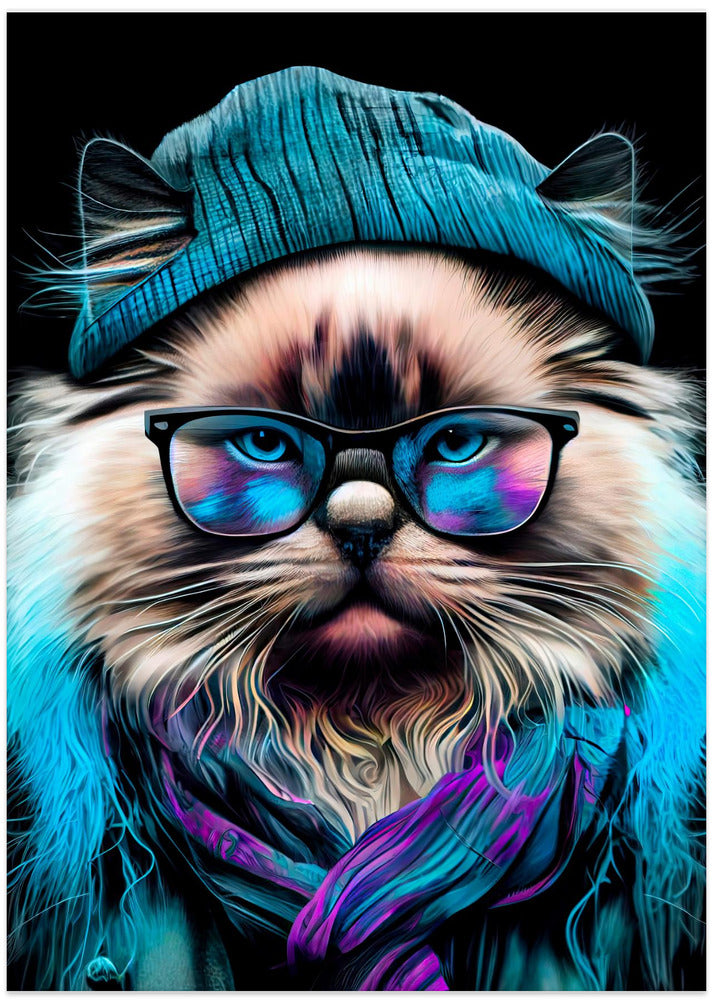 Hipster cat animal art