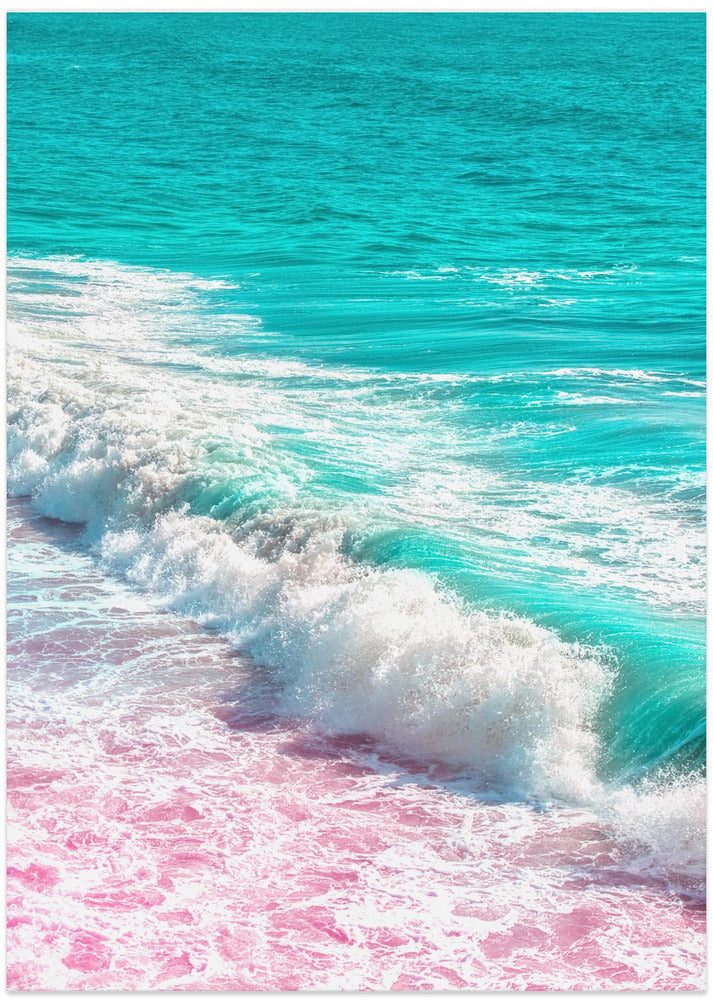 Waves Crashing in Pink and Blue