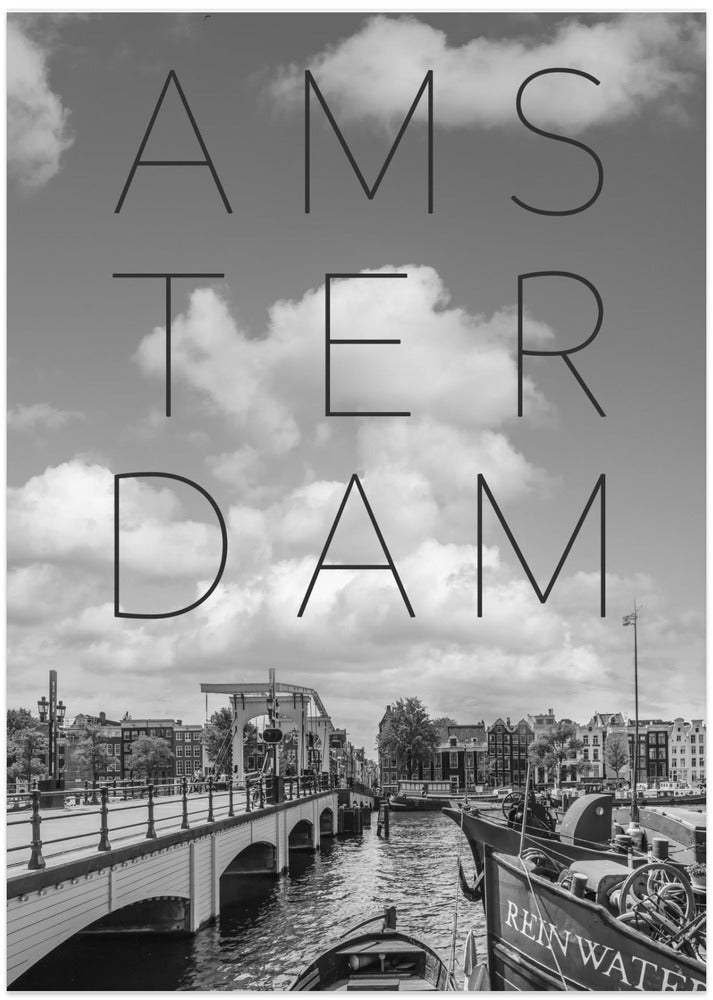 Art Prints of AMSTERDAM Magere Brug | Text & Skyline