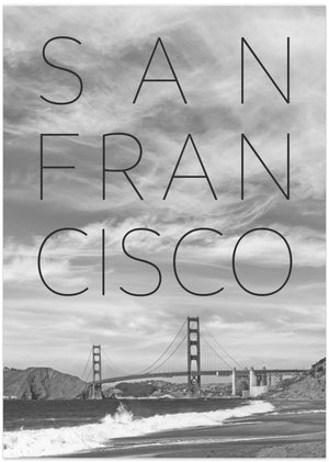 Art Prints of Golden Gate Bridge & Baker Beach | Text & Skyline