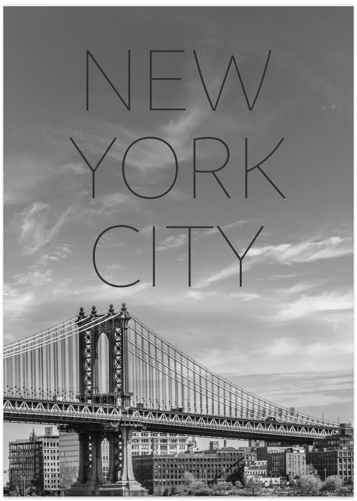 Art Prints of NYC Manhattan Bridge | Text & Skyline