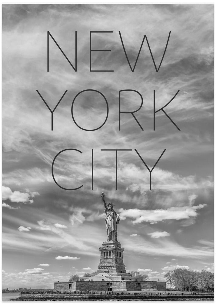 Art Prints of NYC Statue of Liberty | Text & Skyline