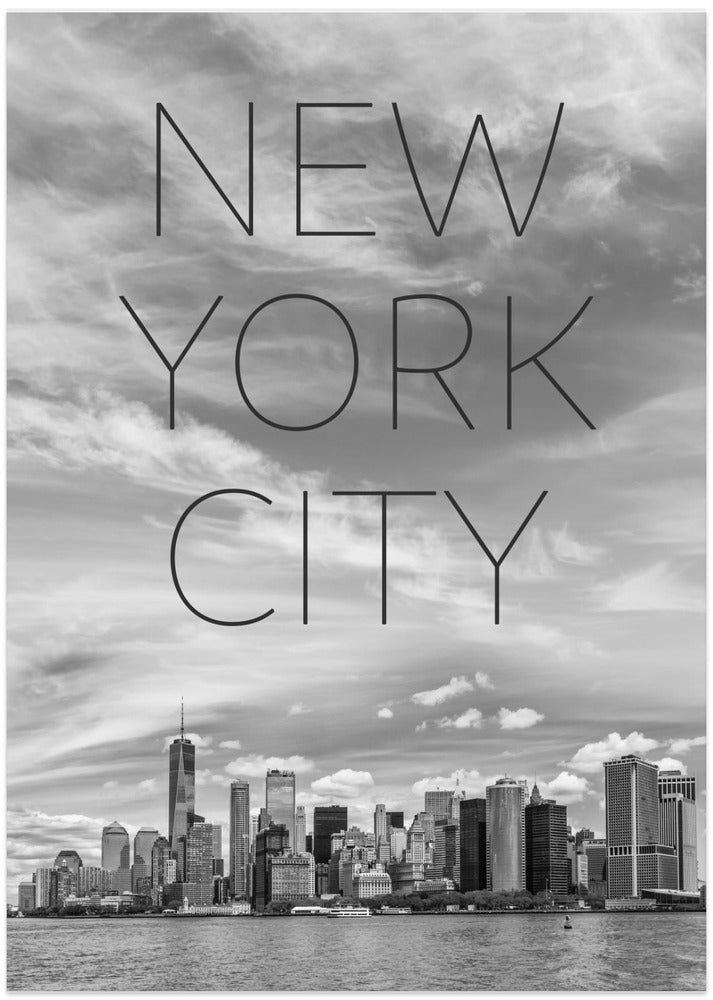 Art Prints of NYC Lower Manhattan & Hudson River | Text & Skyline