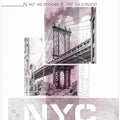 Art Prints of Poster Art NYC Manhattan Bridge | pink marble