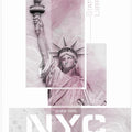 Art Prints of Poster Art NYC Statue of Liberty | pink marble