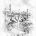 Art Prints of Monochrome Art VENICE Canal Grande | watercolor