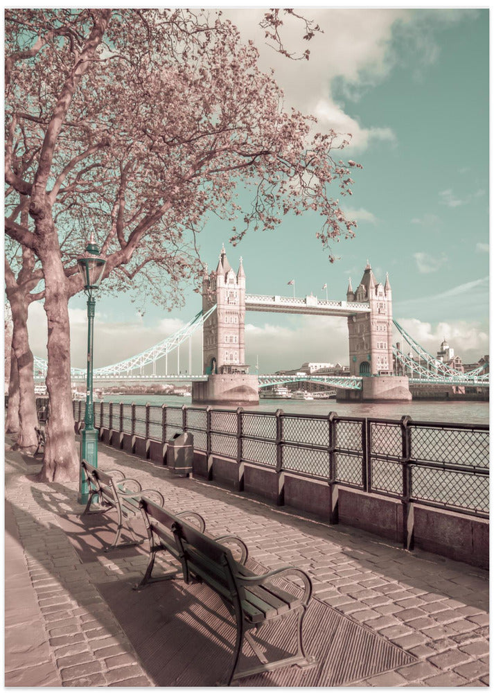 Art Prints of LONDON Thames Riverside & Tower Bridge | urban vintage style