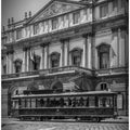 Art Prints of MILAN Teatro alla Scala & Tram - monochrome
