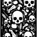 Black and White Autumn Skulls