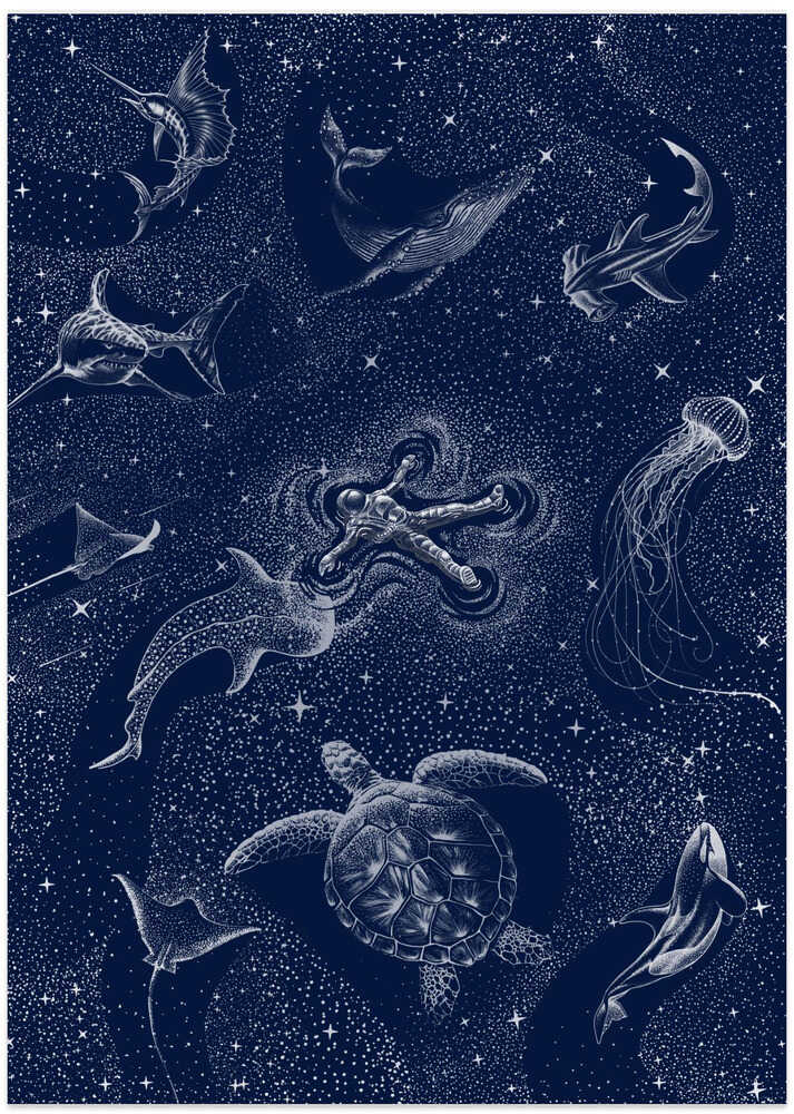 Cosmic Ocean With Astronaut