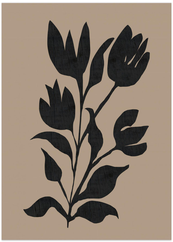Black Tulips Modern Botanical Silhouette