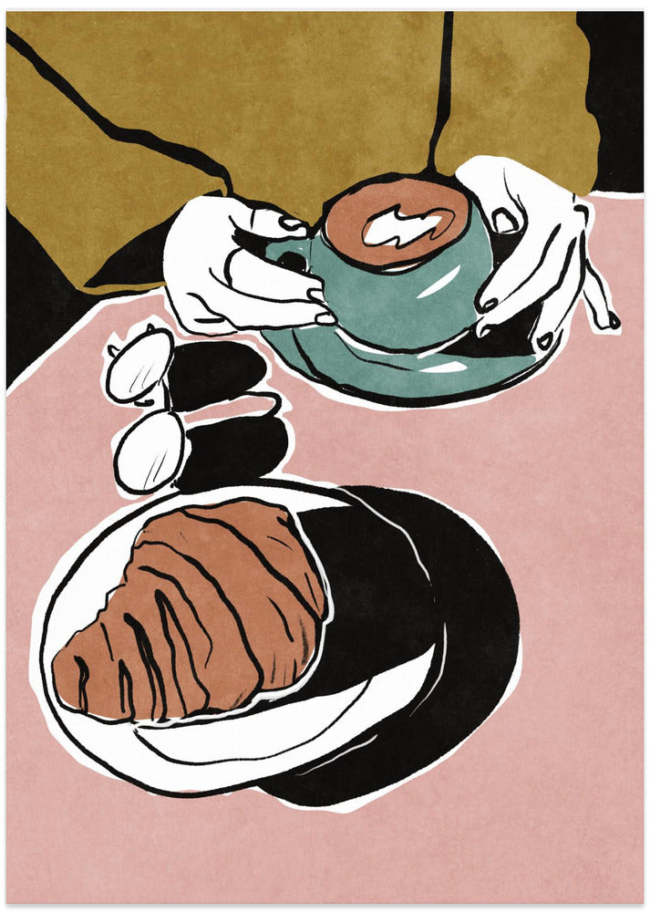Art Prints of Croissant et café au lait