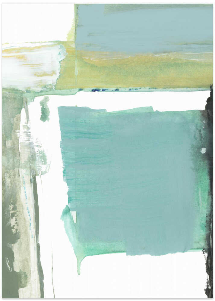 Aqua Blue Abstract On White 1