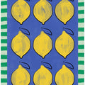 Vibrant Yellow Lemons on a Deep Blue